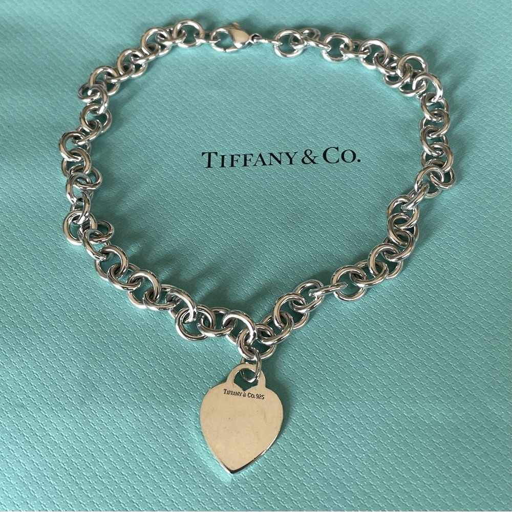 Tiffany & Co. Silver Heart Tag Charm Necklace - Sterling Silver